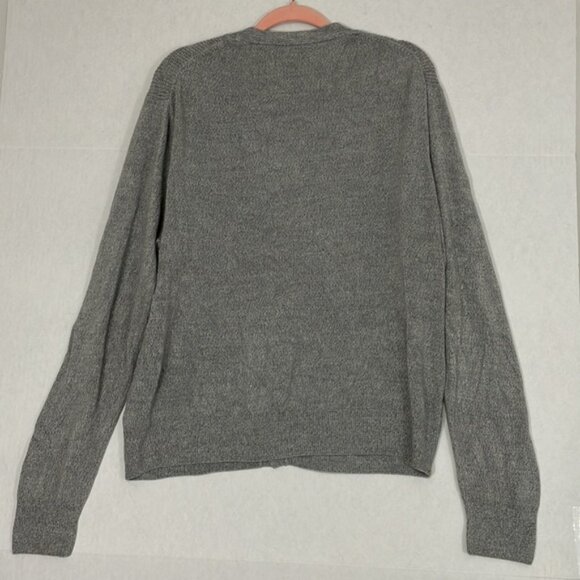 V-Neck Cardigan Sweater, Lightweight Soft Knit Acrylic, Grey, Large - Picture 7 of 7